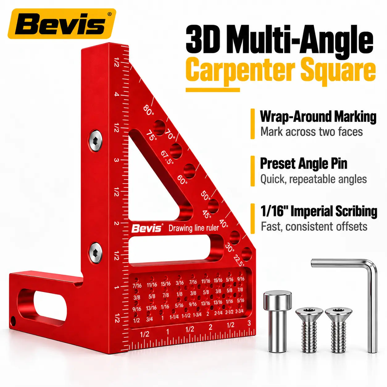 Bevis 3D Multi-Angle Carpenter Square