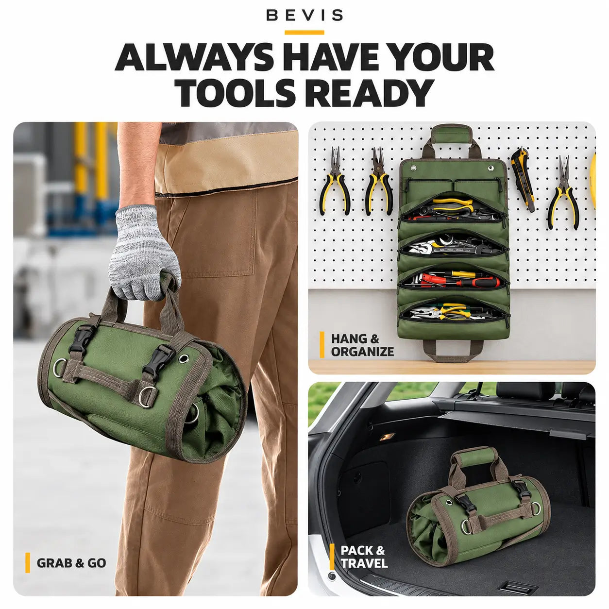 Bevis RollReady Tool Roll Organizer