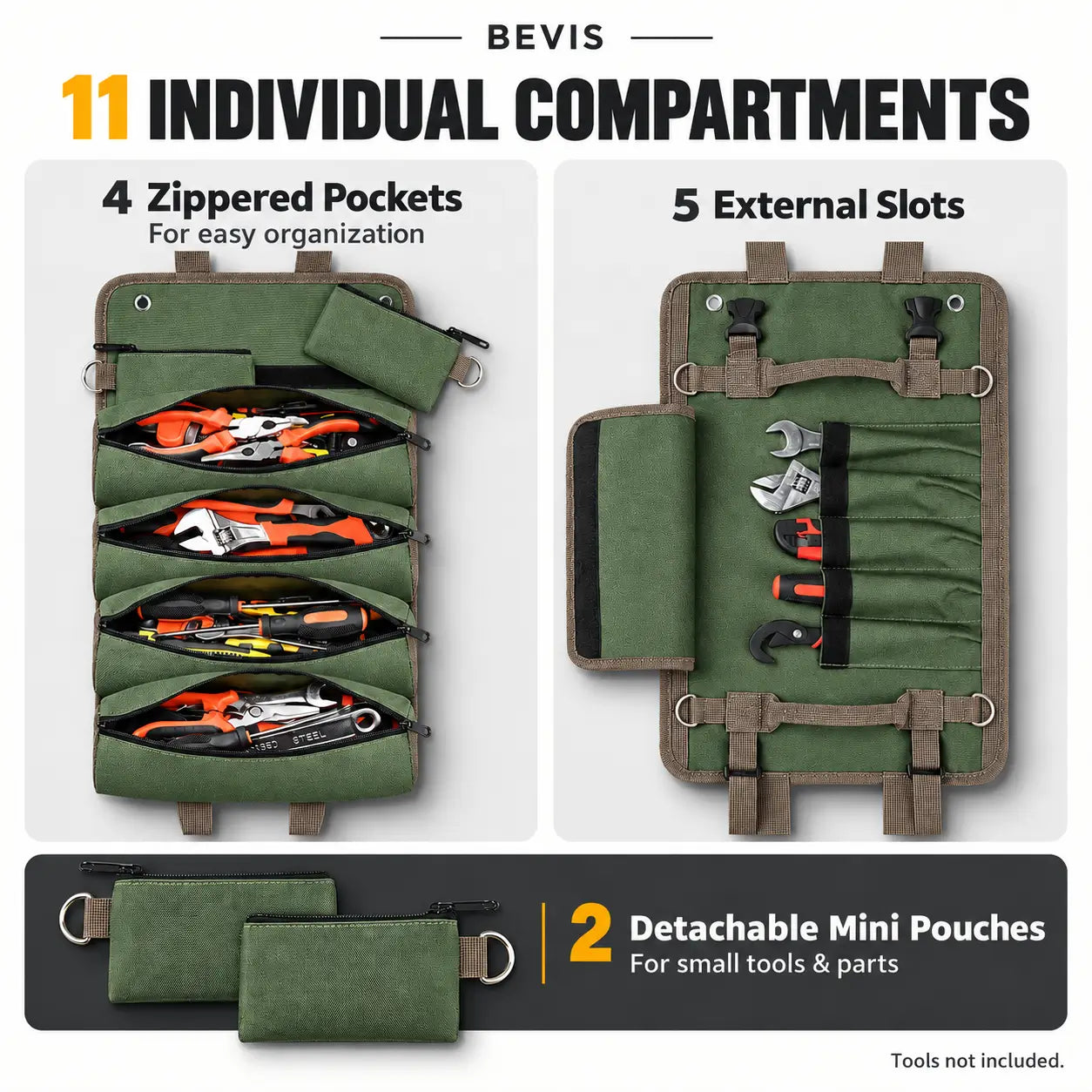 Bevis RollReady Tool Roll Organizer
